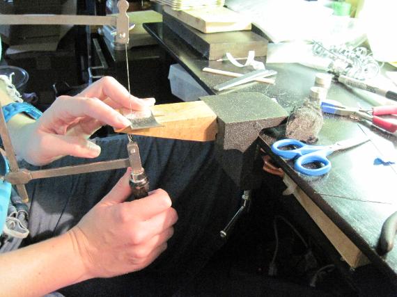 sawing sheet silver for a ring