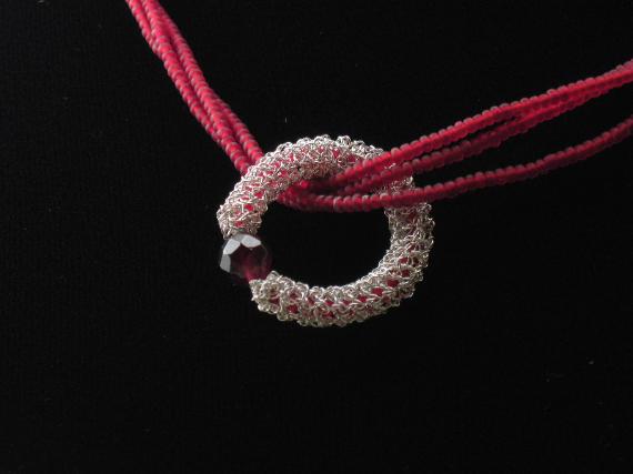Red Circle Necklace by Anne Annabelle Jones