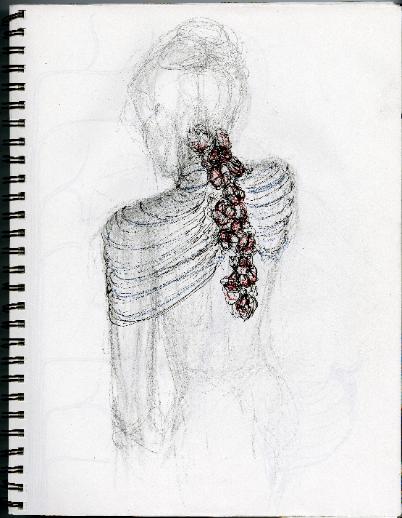 Dendrobium Orchid design sketch by Anne Annabelle Jones